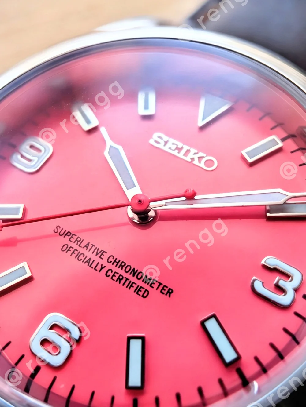 37mm Seiko Pink Dial Stainless Dress watch Mod Smooth Sweep Second